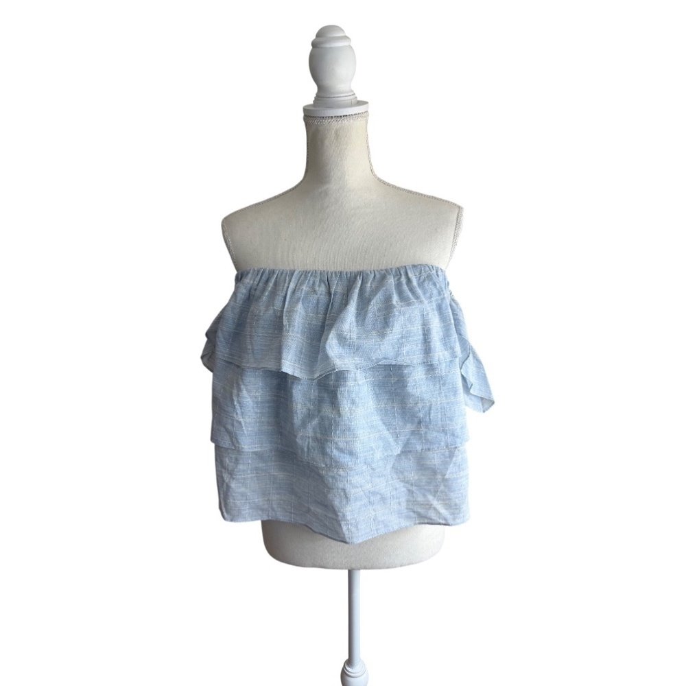 Misa Kaia Cropped Off Shoulder Ruffle Top